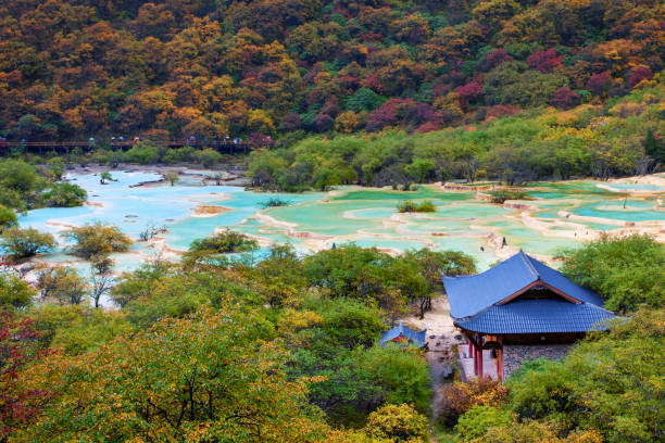 Five Color Ponds at Huanglong Valley Landscape, Sichuan, China