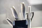 A set of kitchen knives