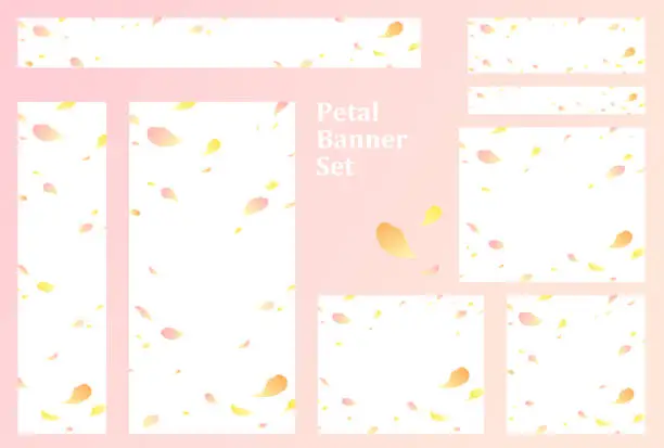 Vector illustration of Banner set with falling petals