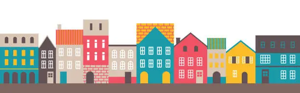 Vector illustration of Illustration of a European style townscape