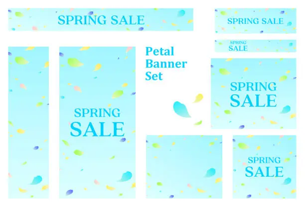Vector illustration of Banner set with falling petals