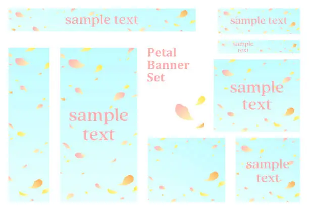 Vector illustration of Banner set with falling petals