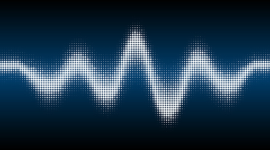 Abstract halftone sound wave vector illustration.