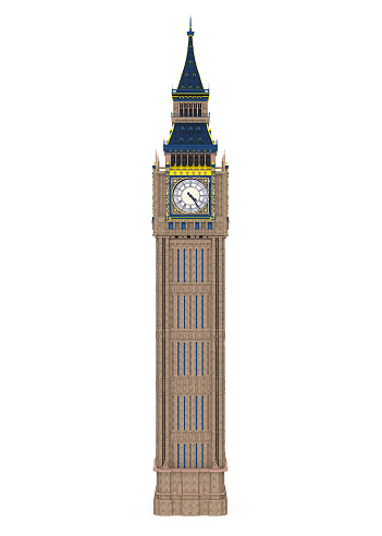 Big Ben isolated on white background. 3D render