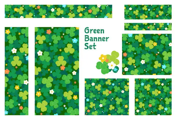 Vector illustration of Cute and simple clover banner set