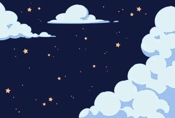 Vector illustration of Illustration of night sky and thunderclouds