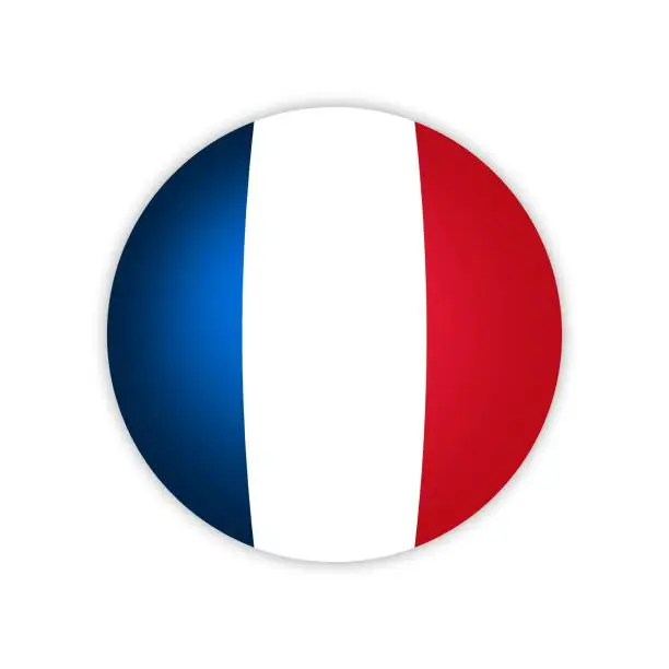 Vector illustration of France flag round vector isolated illustration. Creative shiny French national symbol on white background