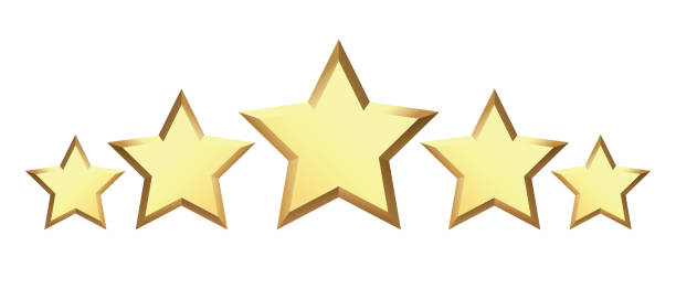 istock Five golden stars isolated on black background. Rating stars icon. white background 2108403503