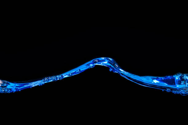 Water surface, ripples and bubbles in motion  isolated on white background.