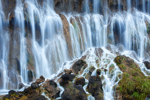 Lillaz waterfalls near Cogne, Gran Paradiso national park, Aosta Valley in the Alps, Italy