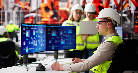Engineer Operator Shape Engineer Operators Using Scada System Stock Photo - Download Image Now ...