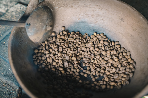 beans and grinder to prepare a rich and hot coffee at home, super natural and energizing