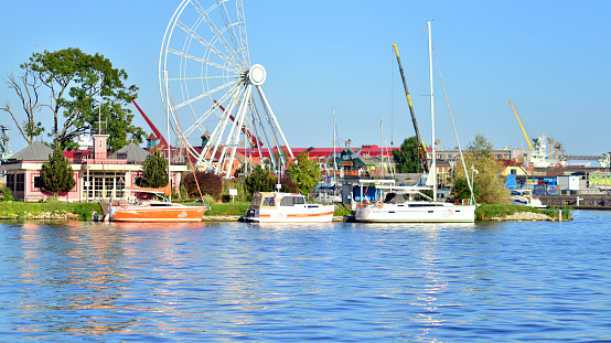 Szczecin, Poland. 7 September 2023. The Odra River from  Chrobry Boulevard.