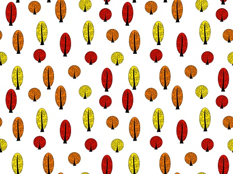 seamless autumn pattern of autumn color of trees in the forest