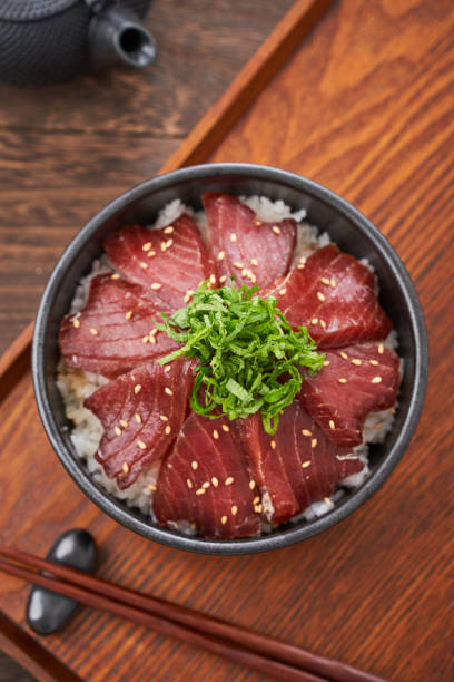 istock Japanese food : Tuna on rice topped with soy sauce 2108566699