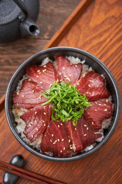 istock Japanese food : Tuna on rice topped with soy sauce 2108567732