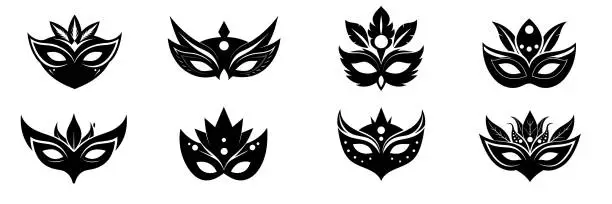 Vector illustration of Big collection of carnival mask