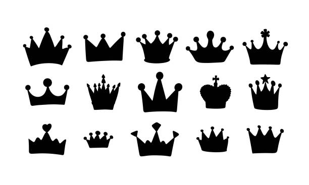 クラウンシルエットのビッグコレクション。 - crown gold coat of arms king点のイラスト素材／クリップアート素材／マンガ素材／アイコン素材