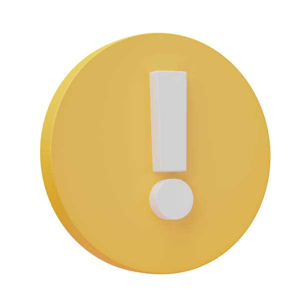 istock 3D exclamation mark symbol or caution sign isolated on white background. 2108705935
