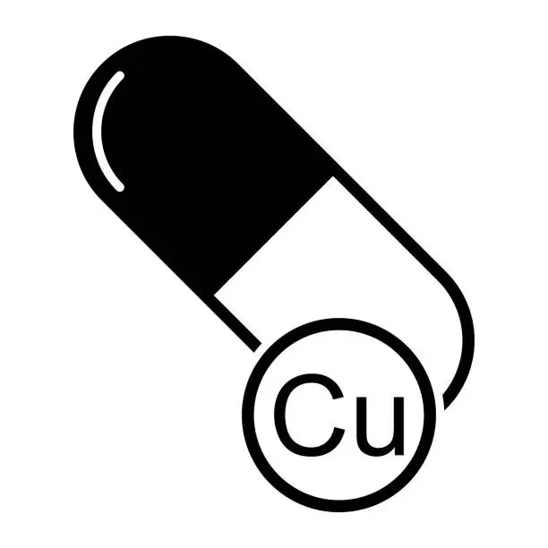 Vector illustration of Mineral Cu icon, healthy medicine pill supplement symbol, complex vitamin vector illustration