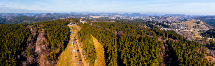 the landsape of winterberg germany as panorama in spring