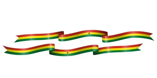 Vector illustration of set of flag ribbon with colors of Bolivia for independence day celebration decoration
