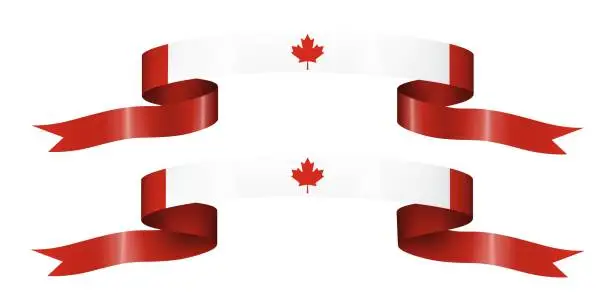 Vector illustration of set of flag ribbon with colors of Canada for independence day celebration decoration