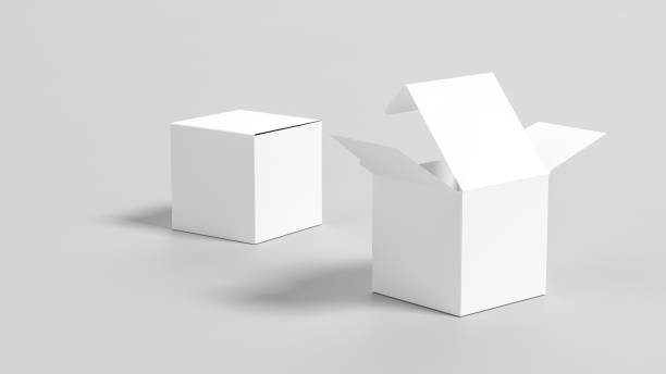istock Cube box mock up isolated on white background. Product packaging box mock up. 3D illustration. 2108828959