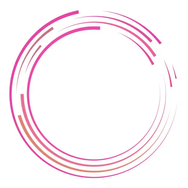 Vector illustration of Circular pink gradient lines forming a ring shape with white background.