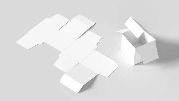 Cube box mock up isolated on white background. Product packaging box mock up. 3D illustration.