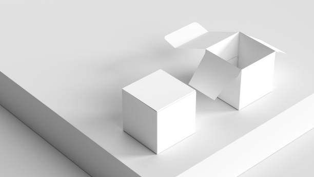 istock Cube box mock up isolated on white background. Product packaging box mock up. 3D illustration. 2108831523