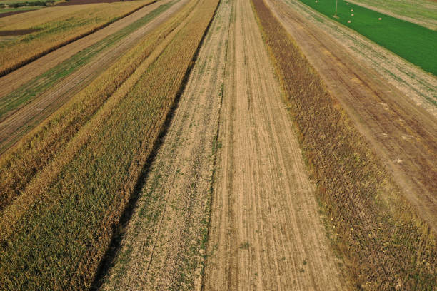 istock Flying above textured, plowed agriculture fields by drone 2108832575