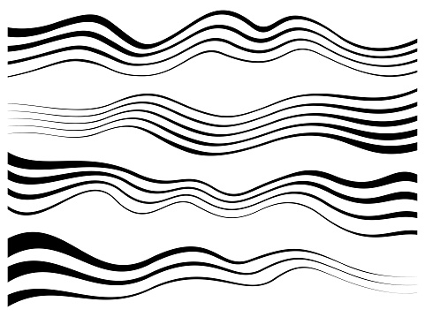 Set of abstract wavy lines for design.