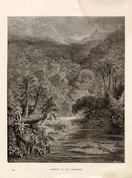 istock Scenery on the Mississippi - Gustave Dore, 1891 Antique Lithograph 2108894239