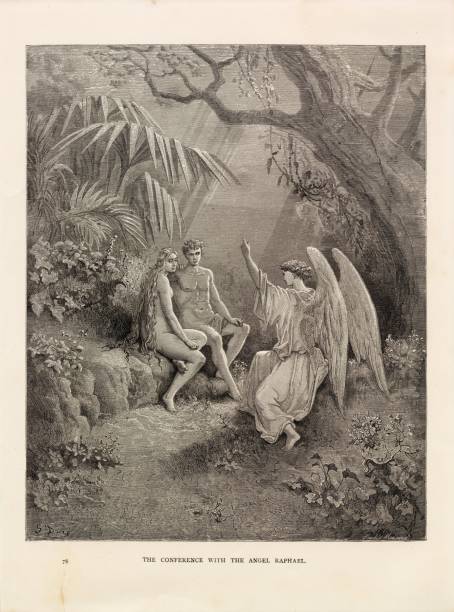 istock Conference with the Angel Raphael - Gustave Dore, 1891 Antique Bible Print 2108894252
