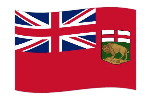 Vector illustration of Waving flag of Manitoba, province of Canada. Vector illustration.
