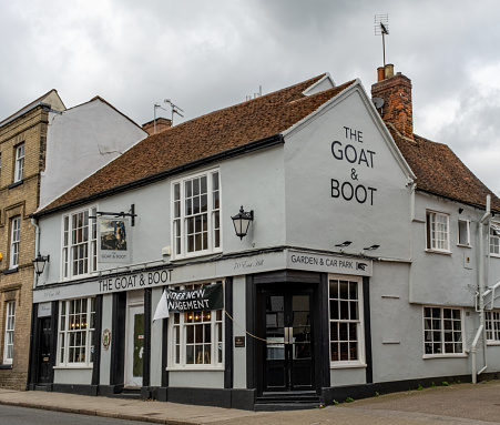 Colchester, Essex, UK  March 18 2024. The outside of the Goat and Boot public house and bar