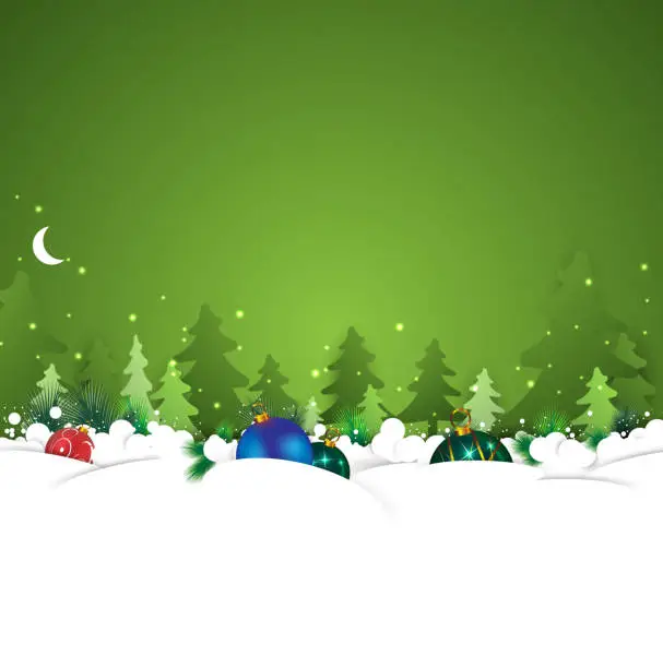 Vector illustration of Christmas and New Year greeting background with snow tree