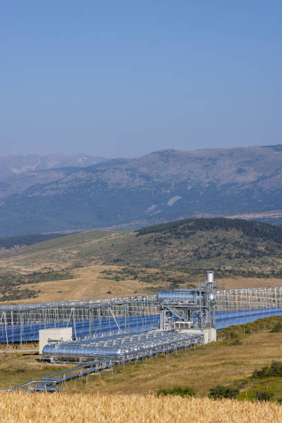 istock Fresnel-type thermodynamic concentration solar power plant in Llo, France 2108944903