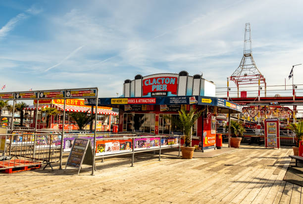 Clacton-on-Sea, Essex, UK  March 20 2024. Funfair rides and games on Clacton pier