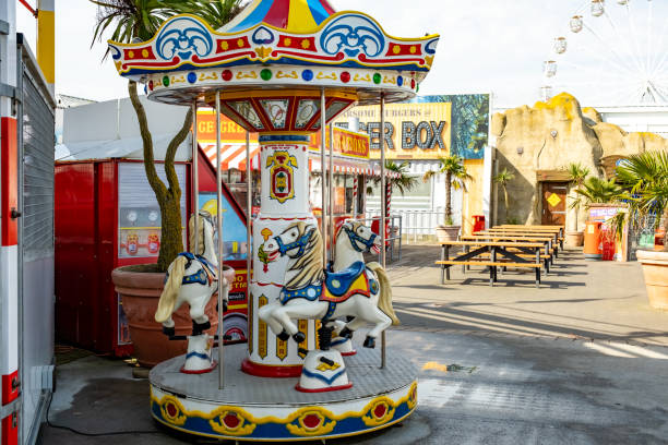 Carousel in Italian town, close up detail