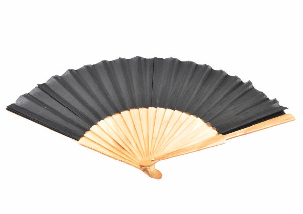 istock Hand held fan out of bamboo on a white background 2108974951
