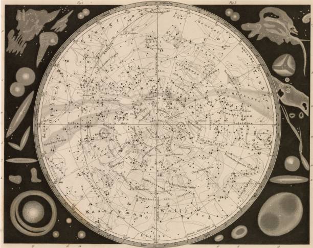 istock ASTRONOMY - Map of the Southern Heavens - Antique Engraving 1851 2108979230