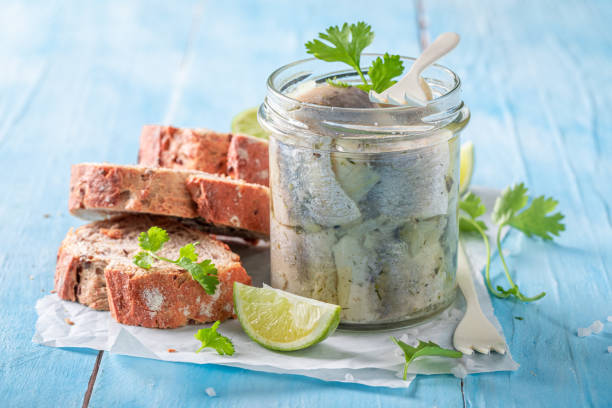 istock Fresh and delicious marinated herring as source of omega fat. 2108981335