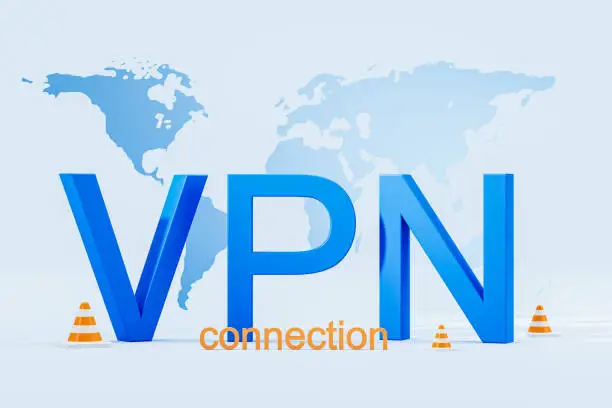Photo of VPN sign and world map