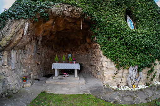 Reproduction of the Lourdes cave at the Sanctuary of the Madonna del Transito in Canoscio in Umbria