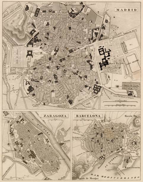istock GEOGRAPHY - Madrid, Saragossa, Barcelona - Antique 1851 Map by J. Heck 2109053955