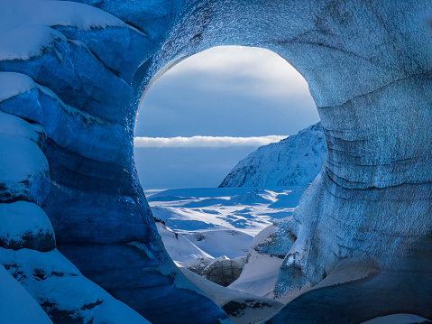 Frozen cave on Iceland's Katla volcano