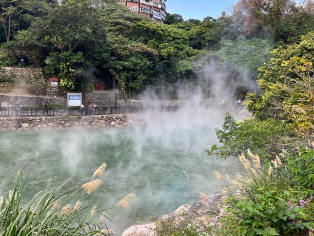Free Stock Photo of Colorful hot spring with vibrant hues and steam ...