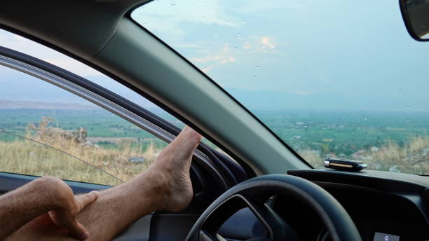 Relaxation On The Road Feet Up Dashboard View